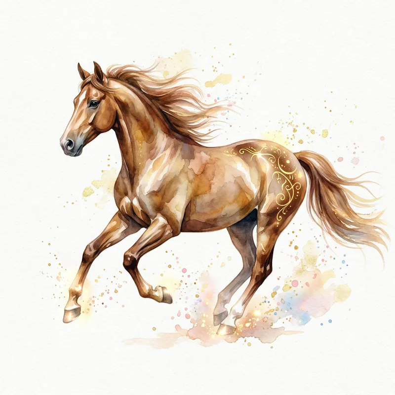Beautiful Galloping Horse Watercolour Art