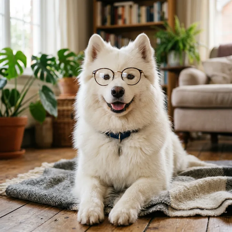 Samoyed Dog Wearing Glasses - Cute Pet Pictures