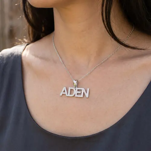 Silver Pendant with Diamonds - 'ADEN'