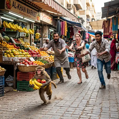 Mischievous Monkey Stealing Food | Funny Market Chase Scene