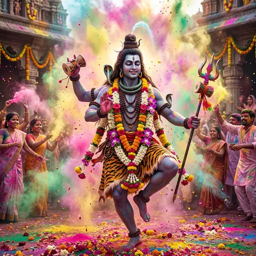 Divine Presence of Lord Shiva in Vibrant Holi Celebration