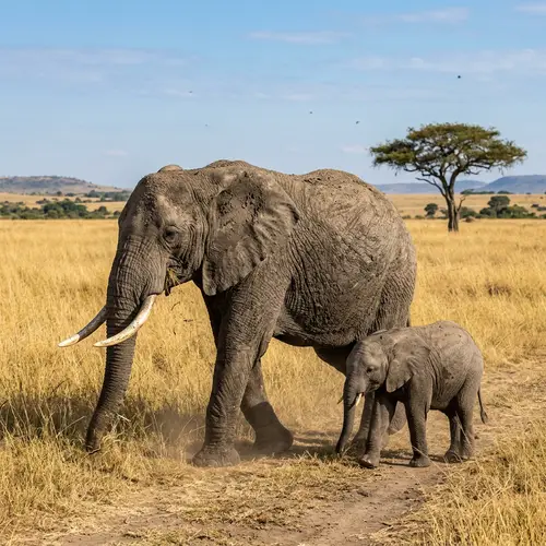 Majestic Elephant in African Savannah