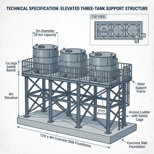 Robust Steel Structure Design for Supporting Three Water Tanks