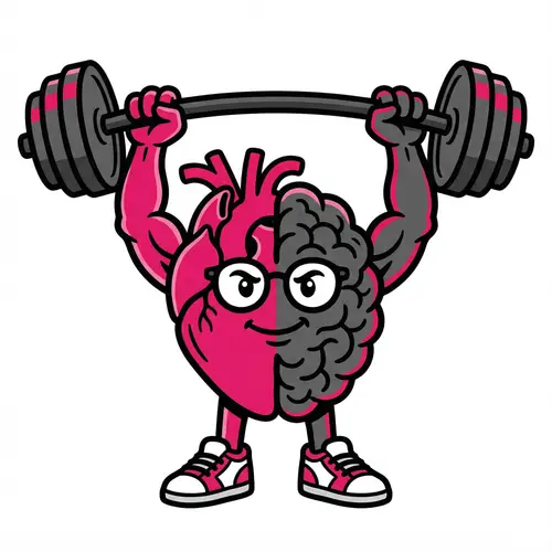 Heart & Brain Mascot Logo Lifting Barbell