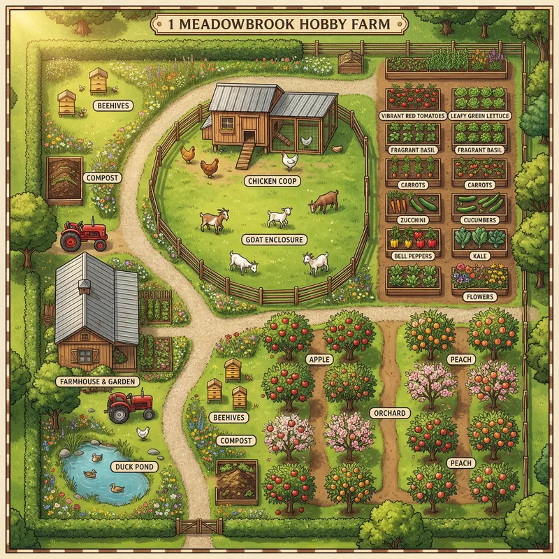 Vibrant 1-Acre Hobby Farm Overhead View Vibrant 1-Acre Hobby Farm Overhead View