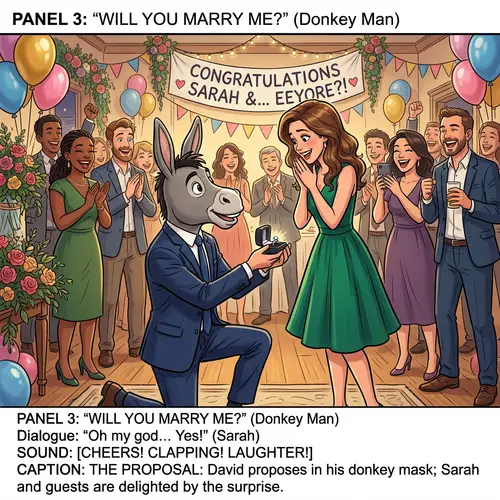 Unique Donkey Mask Proposal at Festive Celebration