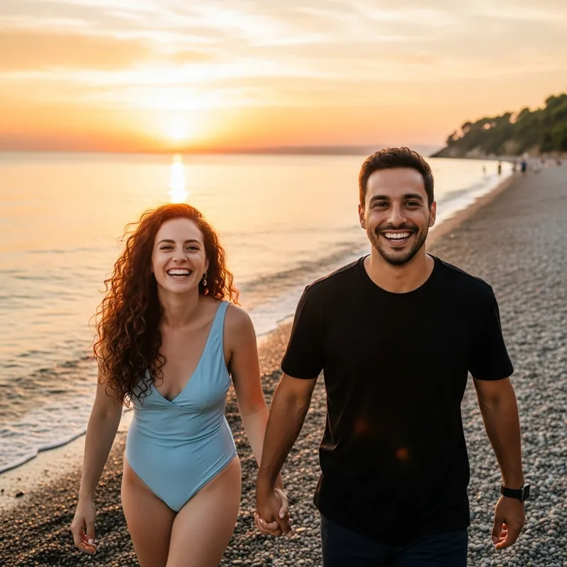 Happy Couple Smiling on the Beach