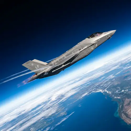 F35 Jet Flying High in the Sky