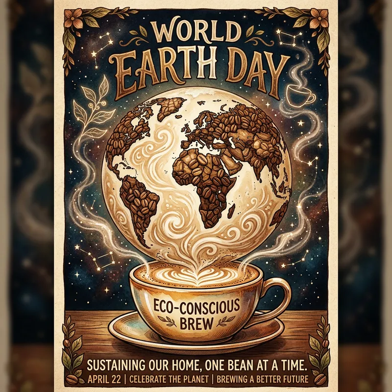Coffee-Themed World Earth Day Poster