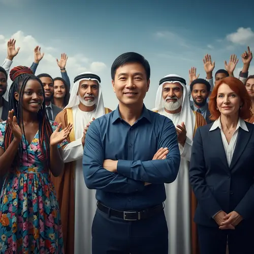 Stunning Portrait of a Vietnamese Man in Diverse Crowd