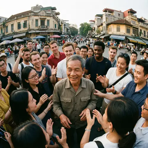 Stunning Portrait of a Vietnamese Man in Diverse Crowd