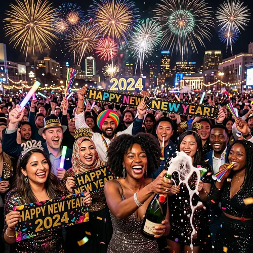 Celebrate New Year with a Diverse Crowd and Magnificent Fireworks