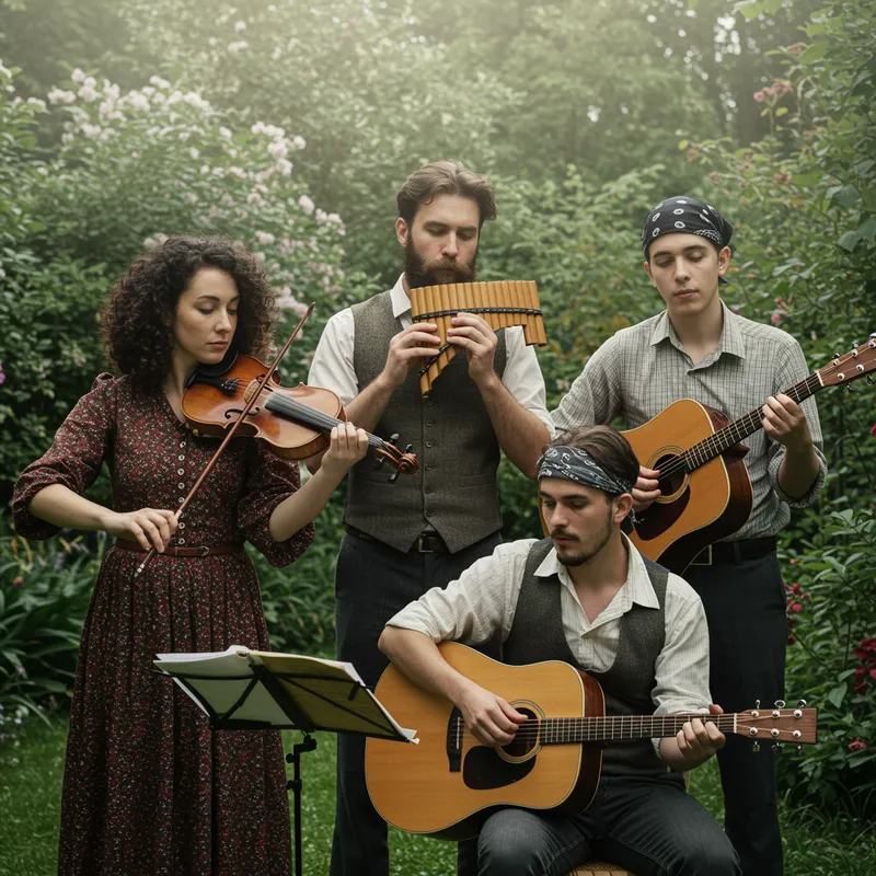 Impressionist Musical Group Performing Instruments