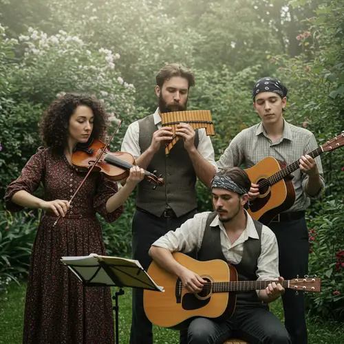 Impressionist Musical Group Performing Instruments