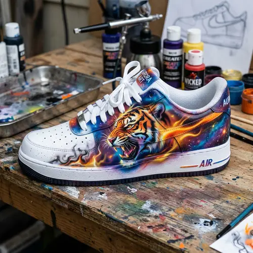 Stylish Sneakers with Unique Airbrush Design