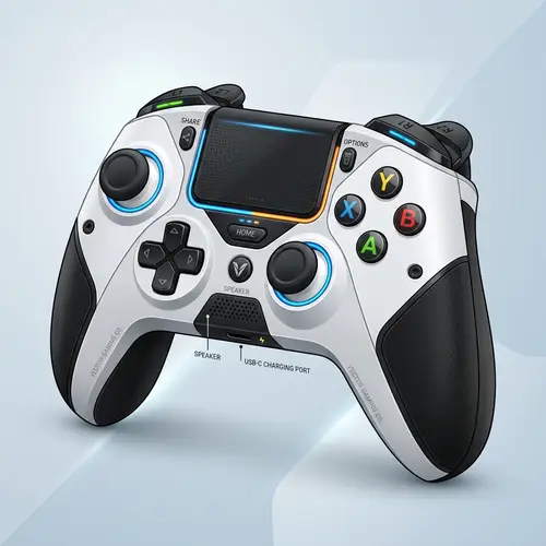 Modern PS5 DualSense Gaming Controller - Detailed Vector Image