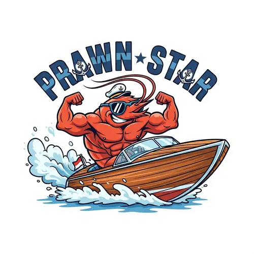 Funny Prawn Star Boat Logo | Unique Designs