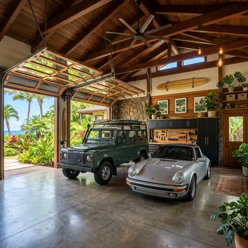Beautiful Tropical Garage Interior Design
