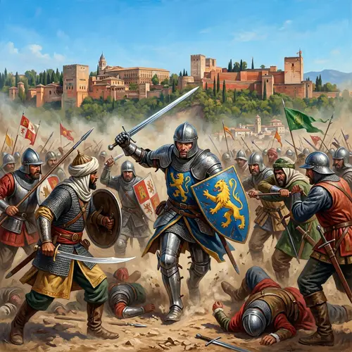 Granada War Scene: Northern European Knight Fernando in Battle