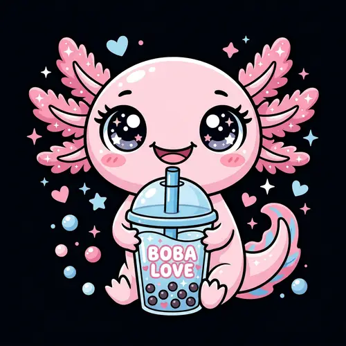 Adorable Axolotl Kawaii-Style Digital Illustration