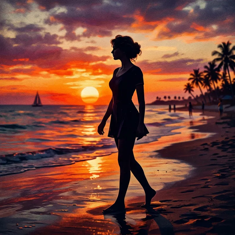 Vibrant Beach Paradise: Swimwear Elegance in Focus