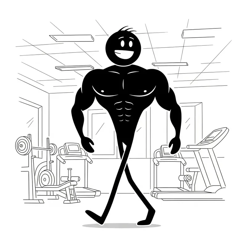 Stickman Walking into Gym - Confidence in Motion