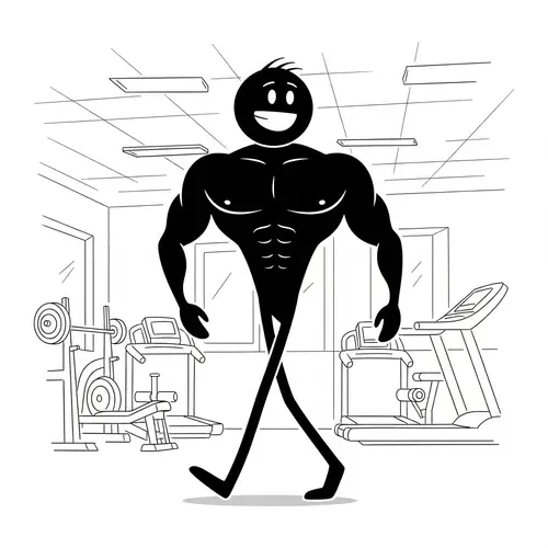 Stickman Walking into Gym - Confidence in Motion
