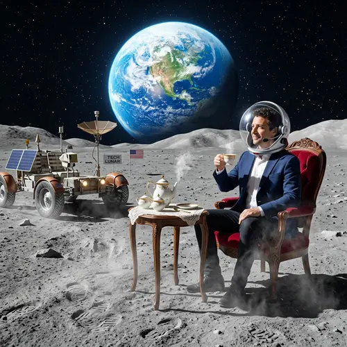 Tech Entrepreneur's Moon Tea Party | Lunar Business Adventure