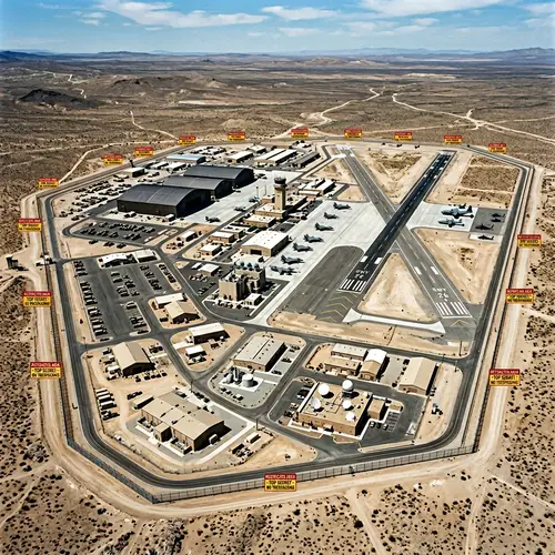 Top-Secret Military Facility in Desert | Secure Hangars & Control Towers