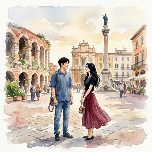 Romantic Watercolor Art of Piazza Sant’Oronzo