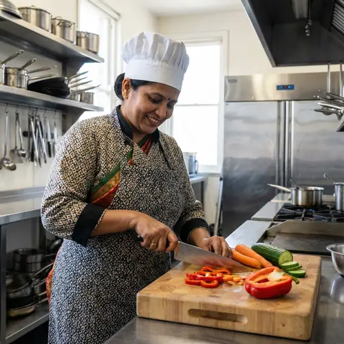 Expert Chef Skillfully Chopping Fresh Vegetables
