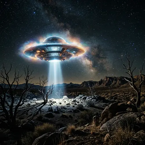 Night Sky UFO: Saucer-shaped Craft with Glowing Dome