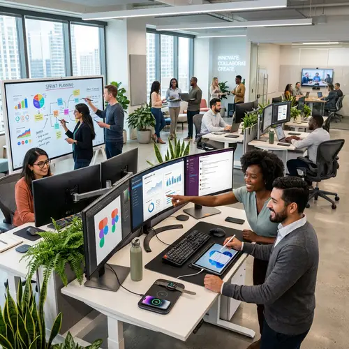 Efficient & High-Tech Workspace with Diverse Team | Collaborative Office Design