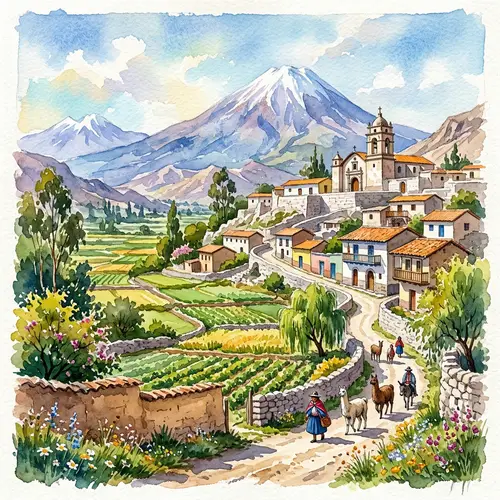 Arequipa Watercolor Painter: Sachaca Countryside Depiction
