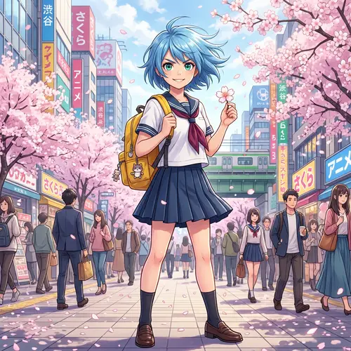 Anime-Style Young Female Character Design with Emerald Green Eyes