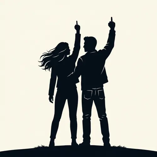 Silhouette Couple Showing Unity and Defiance