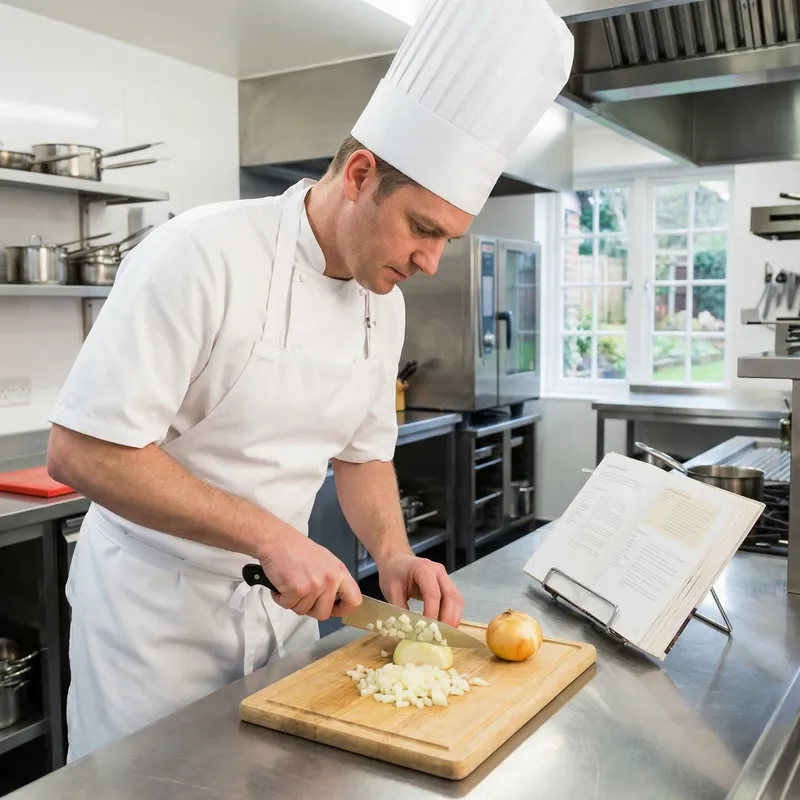 Expert Male Cook Chopping Onion Techniques