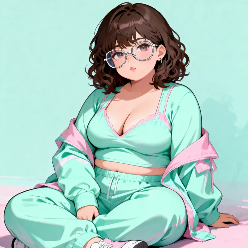 Chubby Anime Character in Pastel Emo Style Chubby Anime Character in Pastel Emo Style