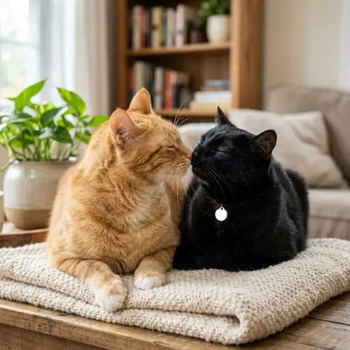 Tender Moments: Yellow & Black Cats Kissing