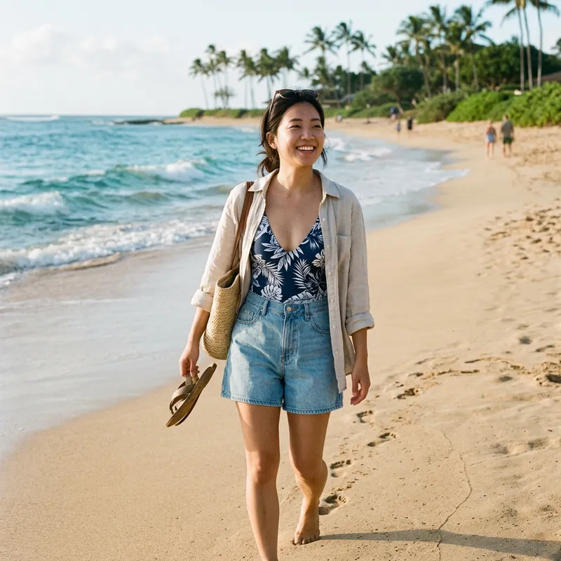 Stunning Asian Woman on the Beach
