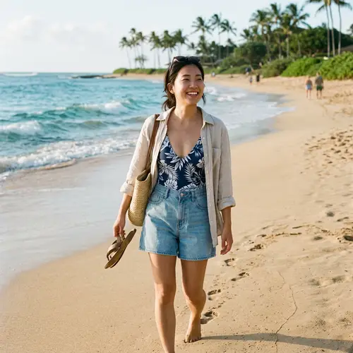Stunning Asian Woman on the Beach