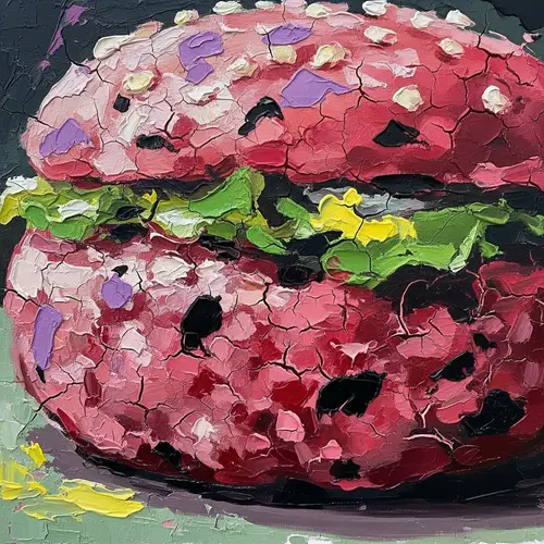 Artistic Raw Hamburger Sketch in Bold Colors