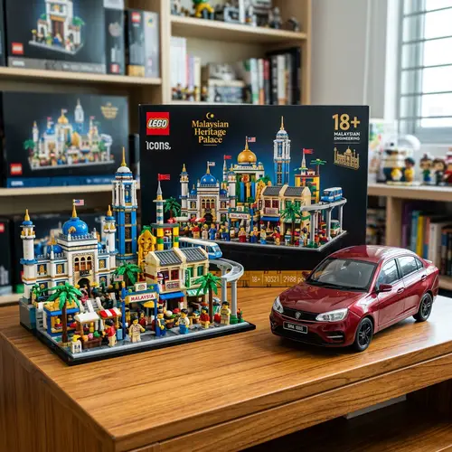 Colorful Lego Set & Malaysian Proton Saga Car Photos
