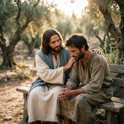 Jesus Comforting a Man | Find Peace and Hope