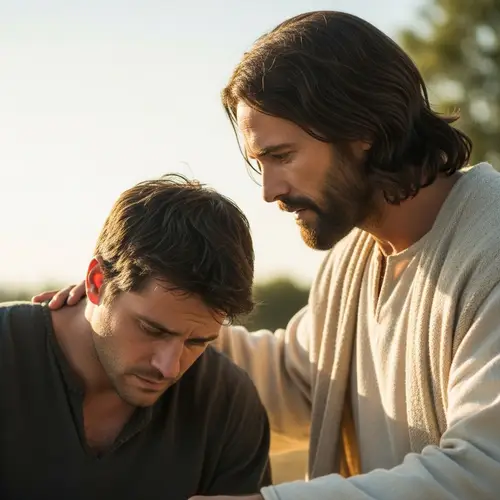 Jesus Comforting a Man | Find Peace and Hope