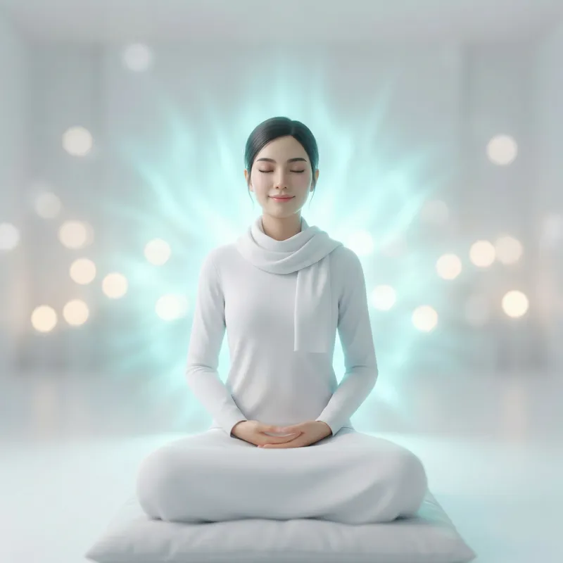 Thai Woman Meditating in 3D Meditation Room | Serene Aura