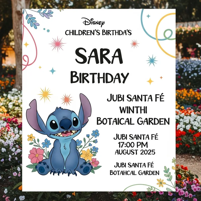 Stitch Birthday Invitation for Sara - Jubi Santa Fé