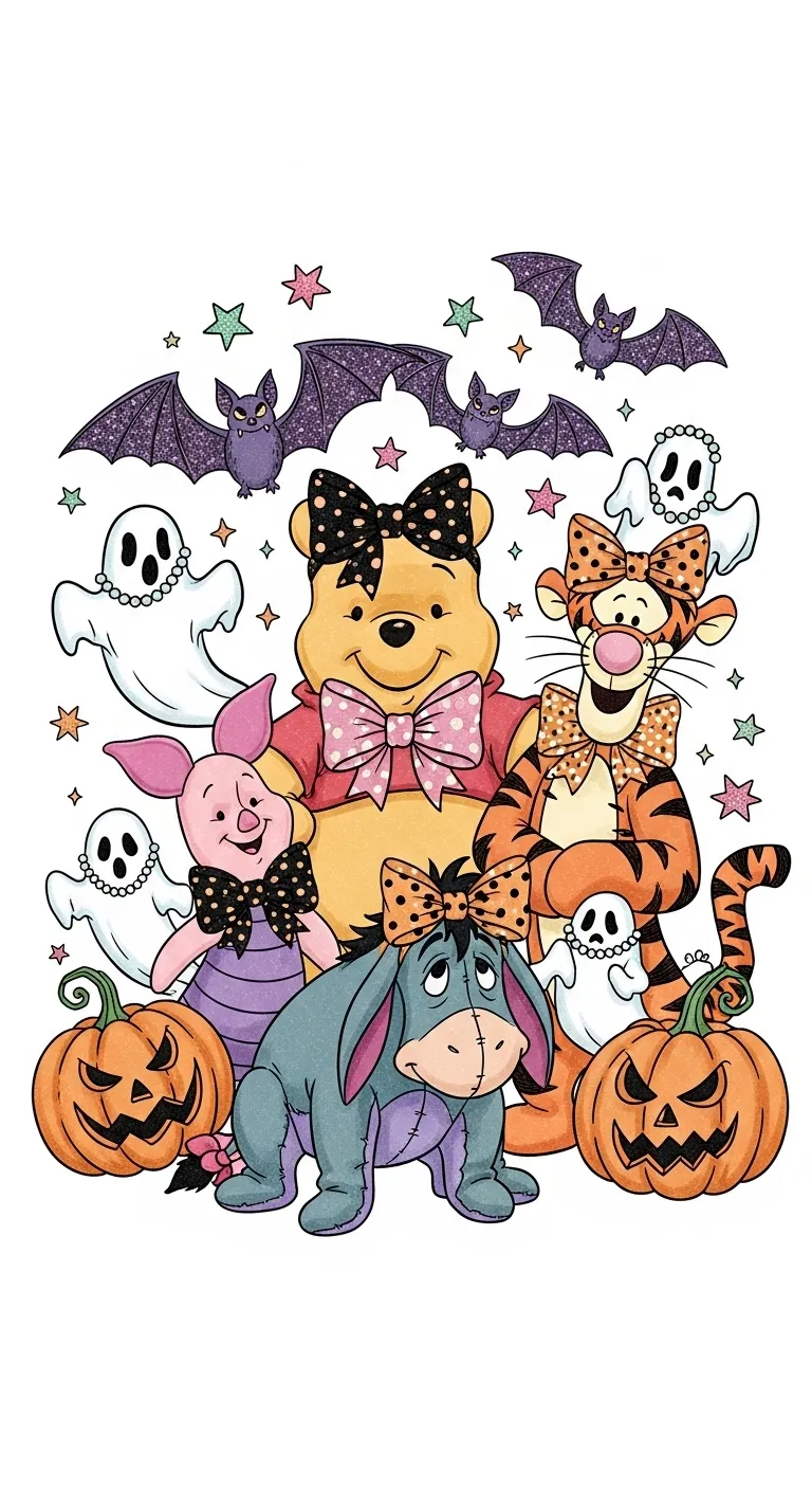 Vintage Halloween Winnie the Pooh Illustration Vintage Halloween Winnie the Pooh Illustration