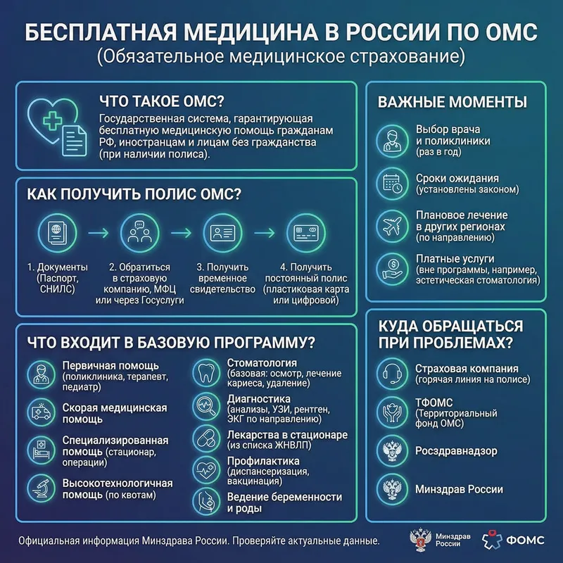 Free Healthcare in Russia: OMS Infographic