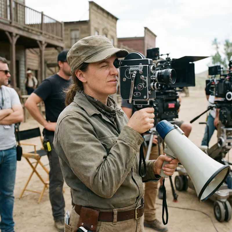 Female Film Director with Vintage Camera